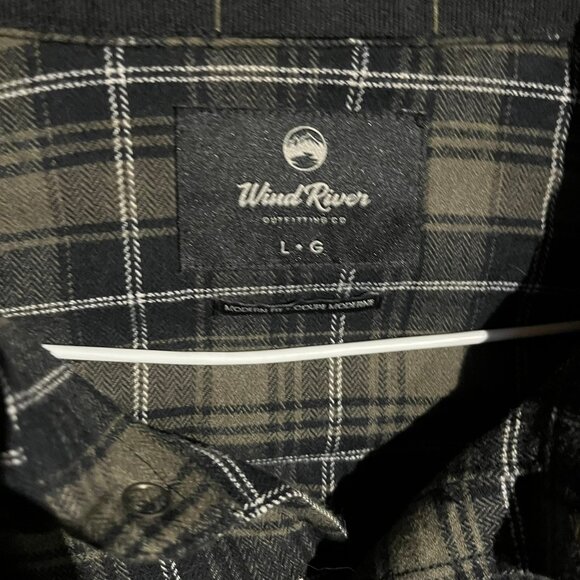 WindRiver Flannel Shirt – Olive & Black Plaid (Men’s L) - Picture 2 of 4